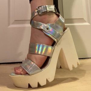 Holographic white heels